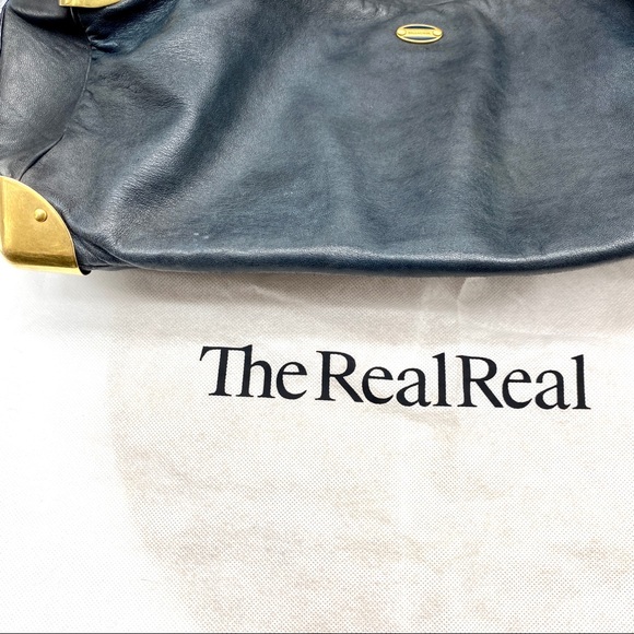 BALENCIAGA BLACK LEATHER GOLD METAL CORNER SATCHEL LARGE HAND BAG VINTAGE AUTHEN - Picture 8 of 8